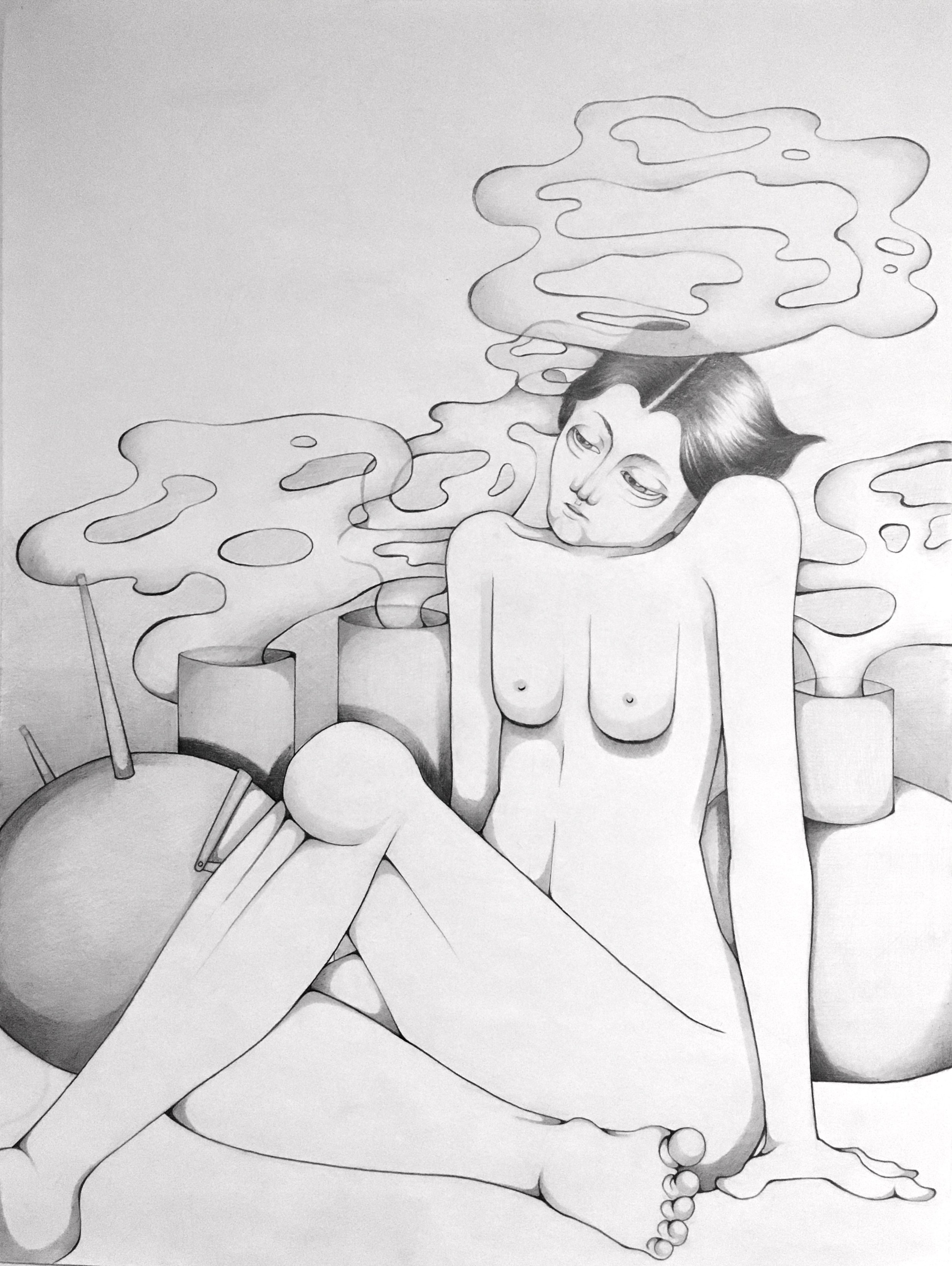  Smoke  2020  Graphite on paper  24” x 18” 