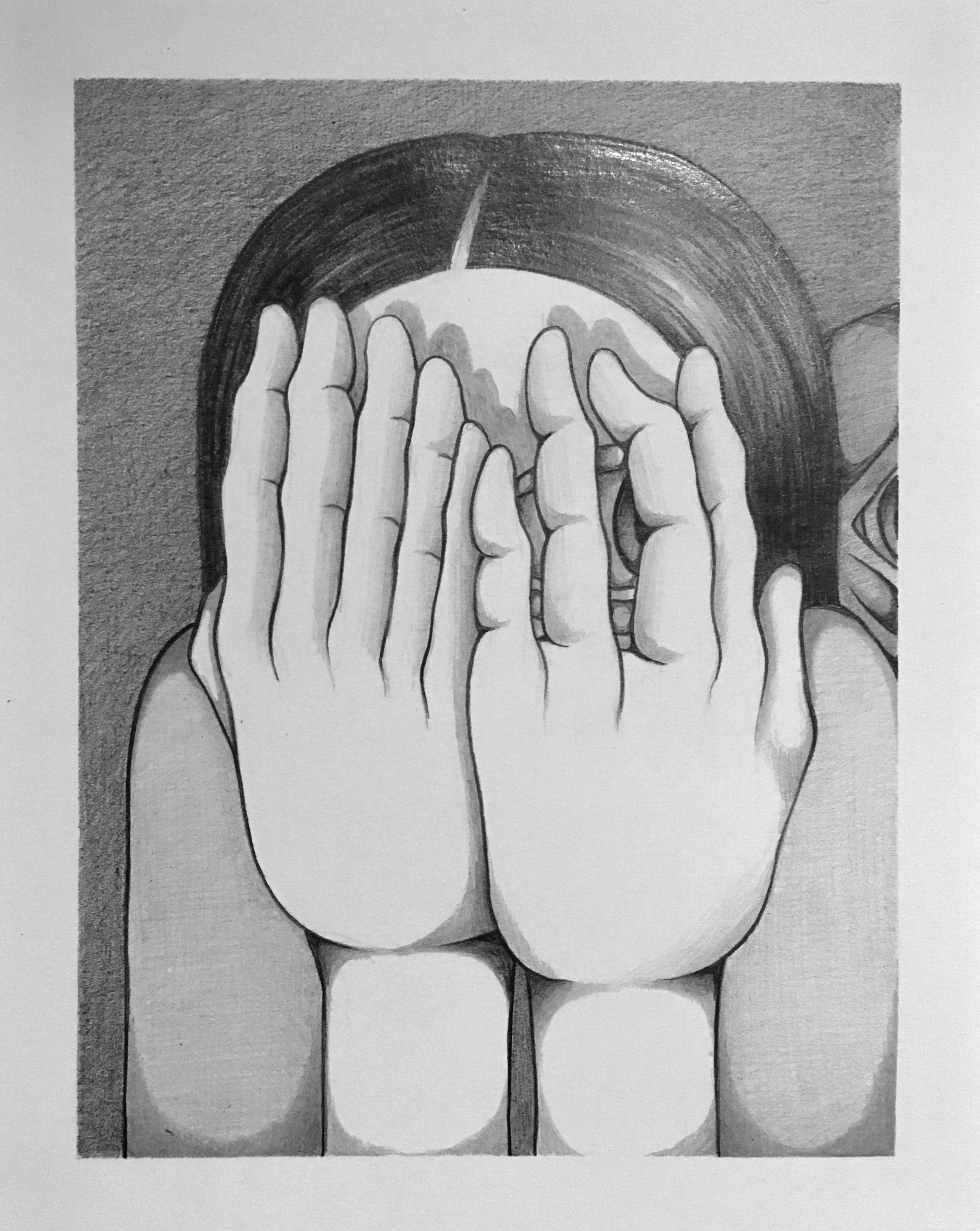  Peeking   2020  Graphite on paper   8.5” x 5.5”  