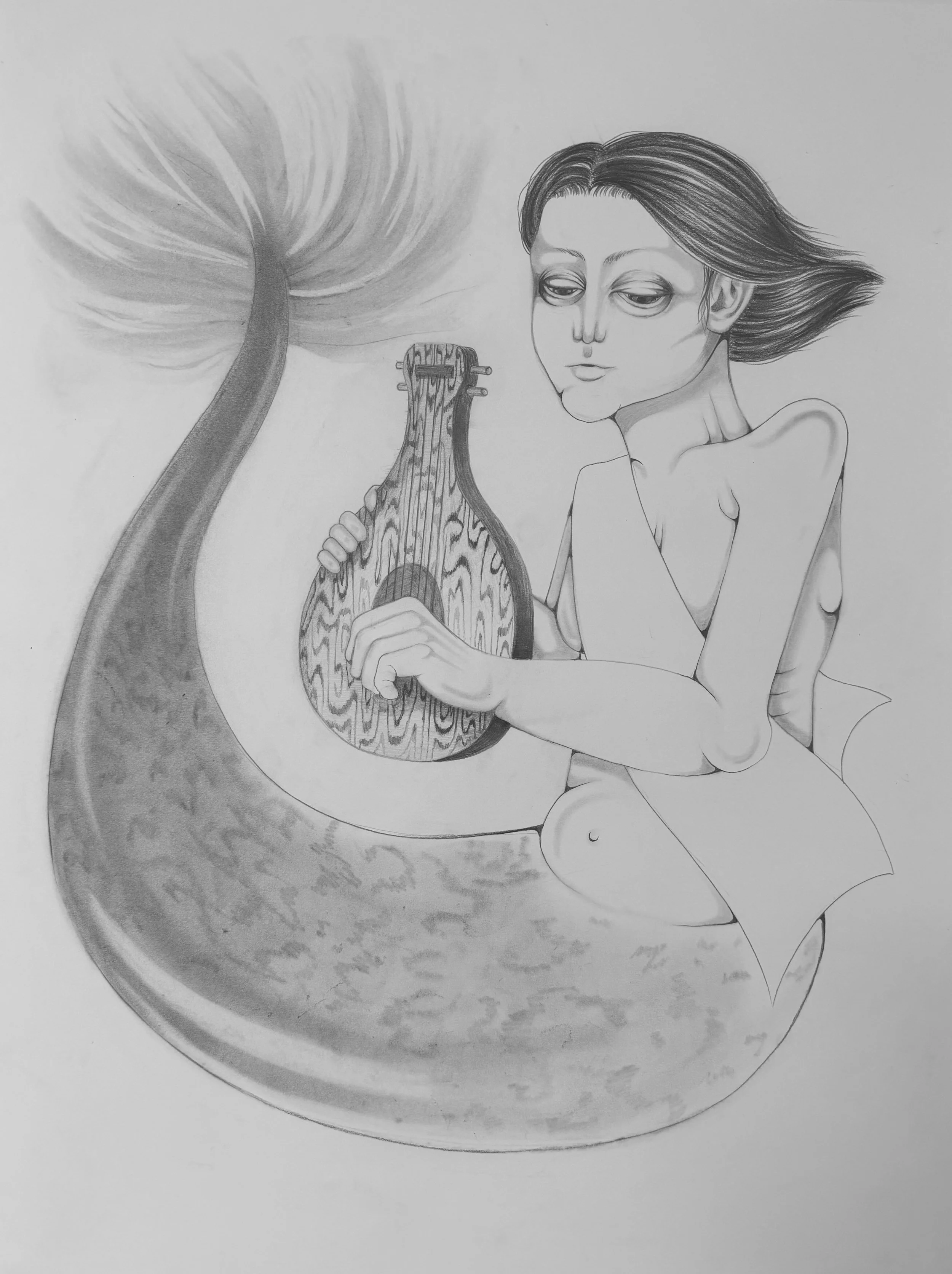   Mermaid   2026  Graphite on paper  24” x 18” 