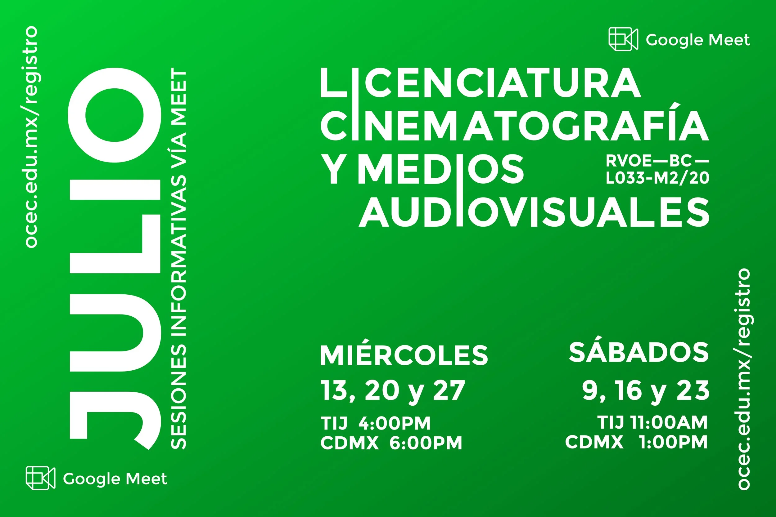 Sesiones Informativas para la Licenciatura en Cinematografía y Medios Audiovisuales