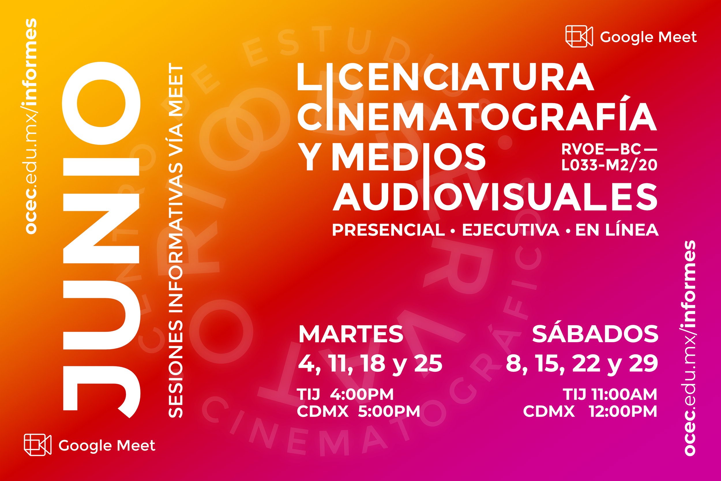 Sesiones Informativas para la Licenciatura en Cinematografía y Medios Audiovisuales