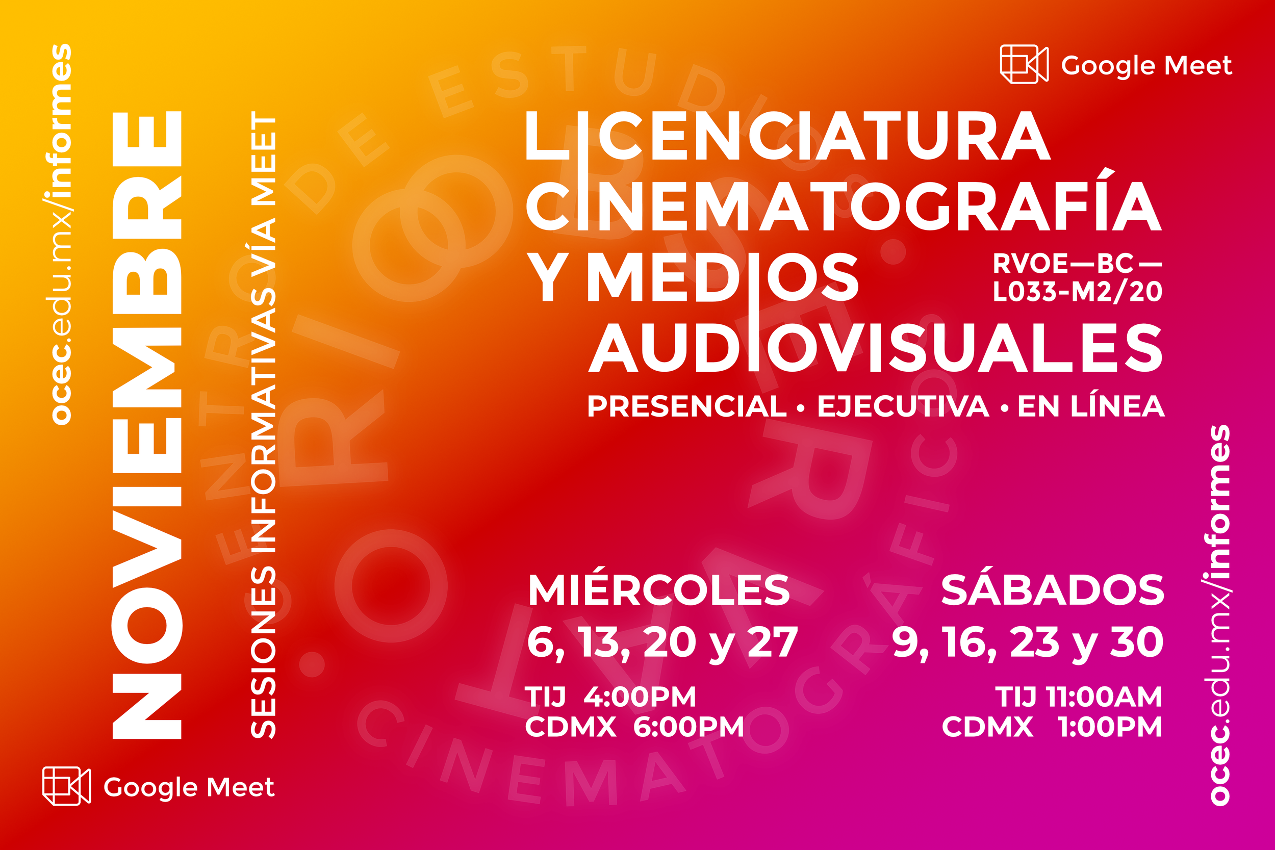 Sesiones Informativas para la Licenciatura en Cinematografía y Medios Audiovisuales