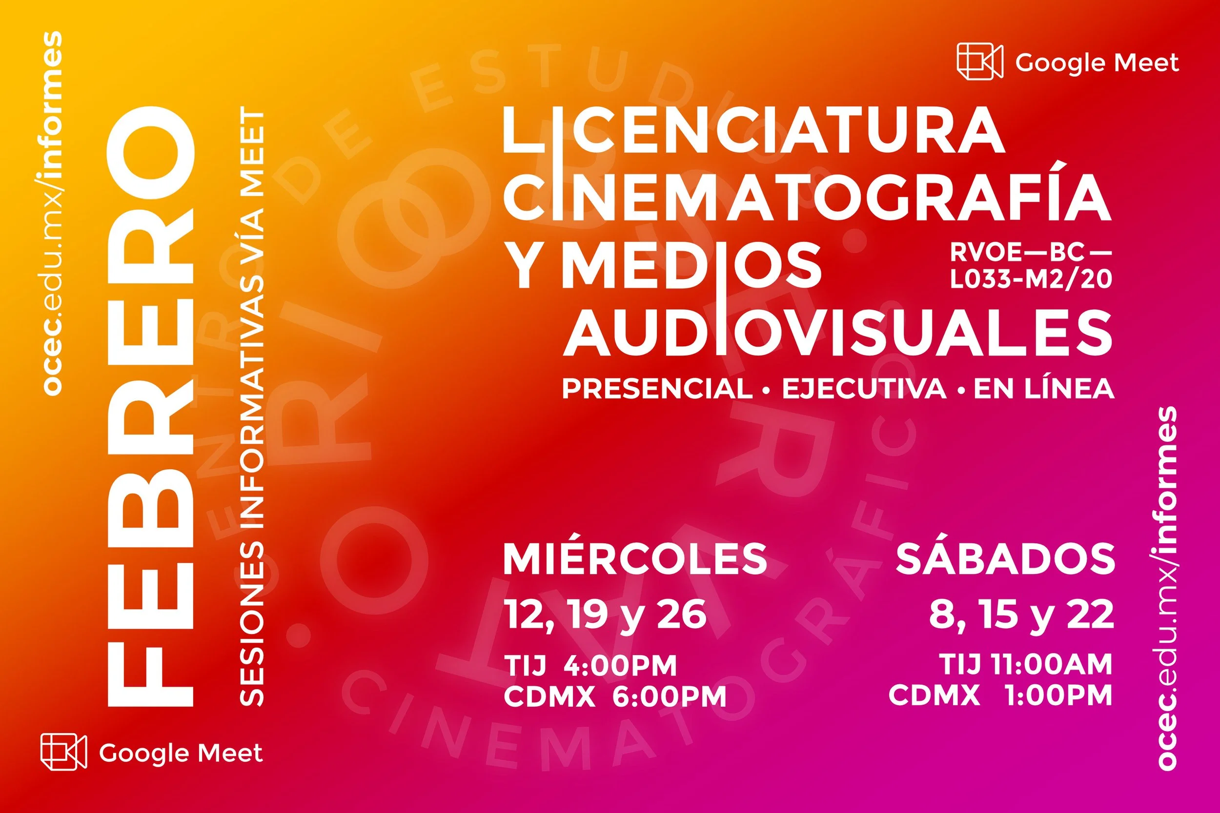 Sesiones Informativas para la Licenciatura en Cinematografía y Medios Audiovisuales