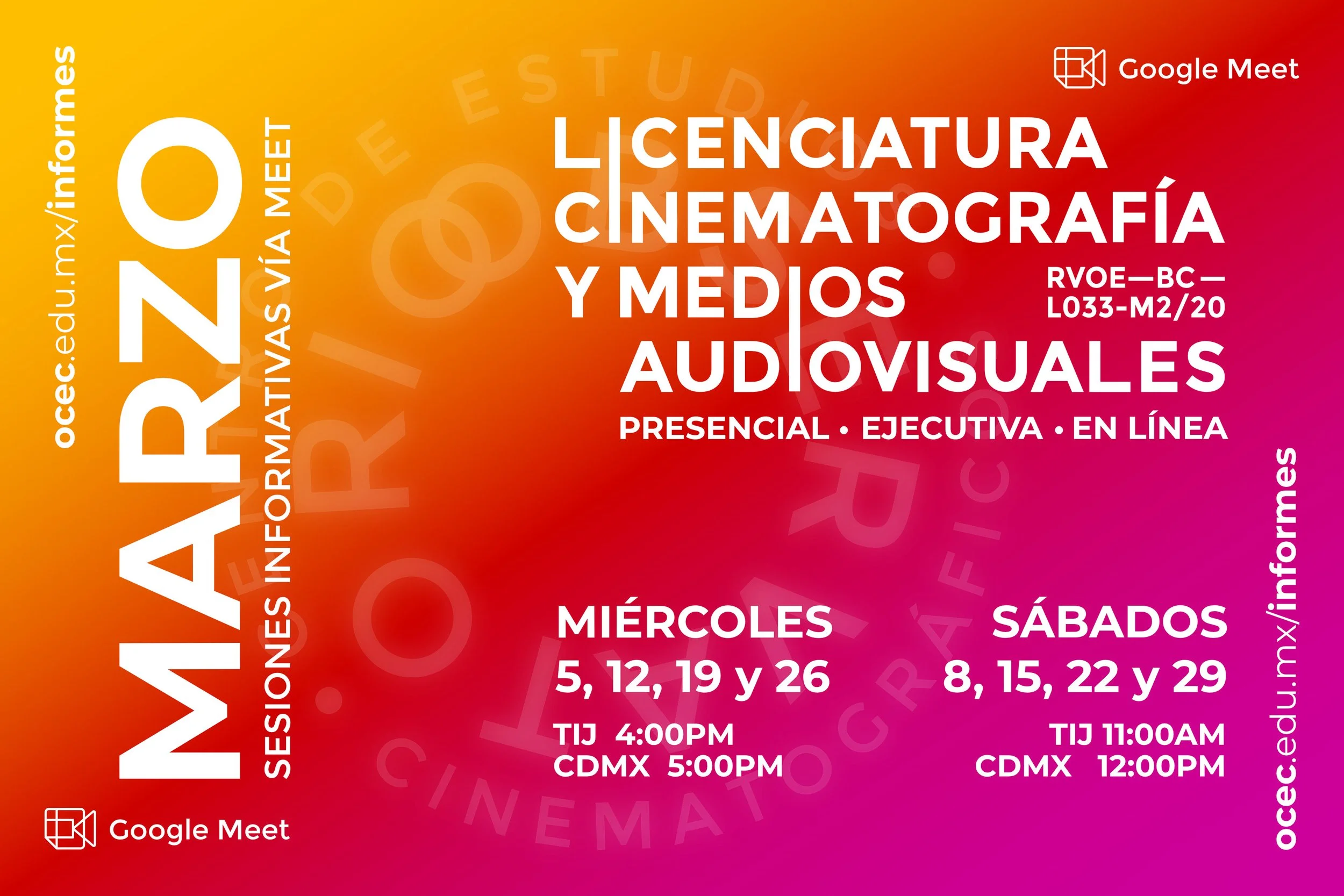 Sesiones Informativas para la Licenciatura en Cinematografía y Medios Audiovisuales (copia)