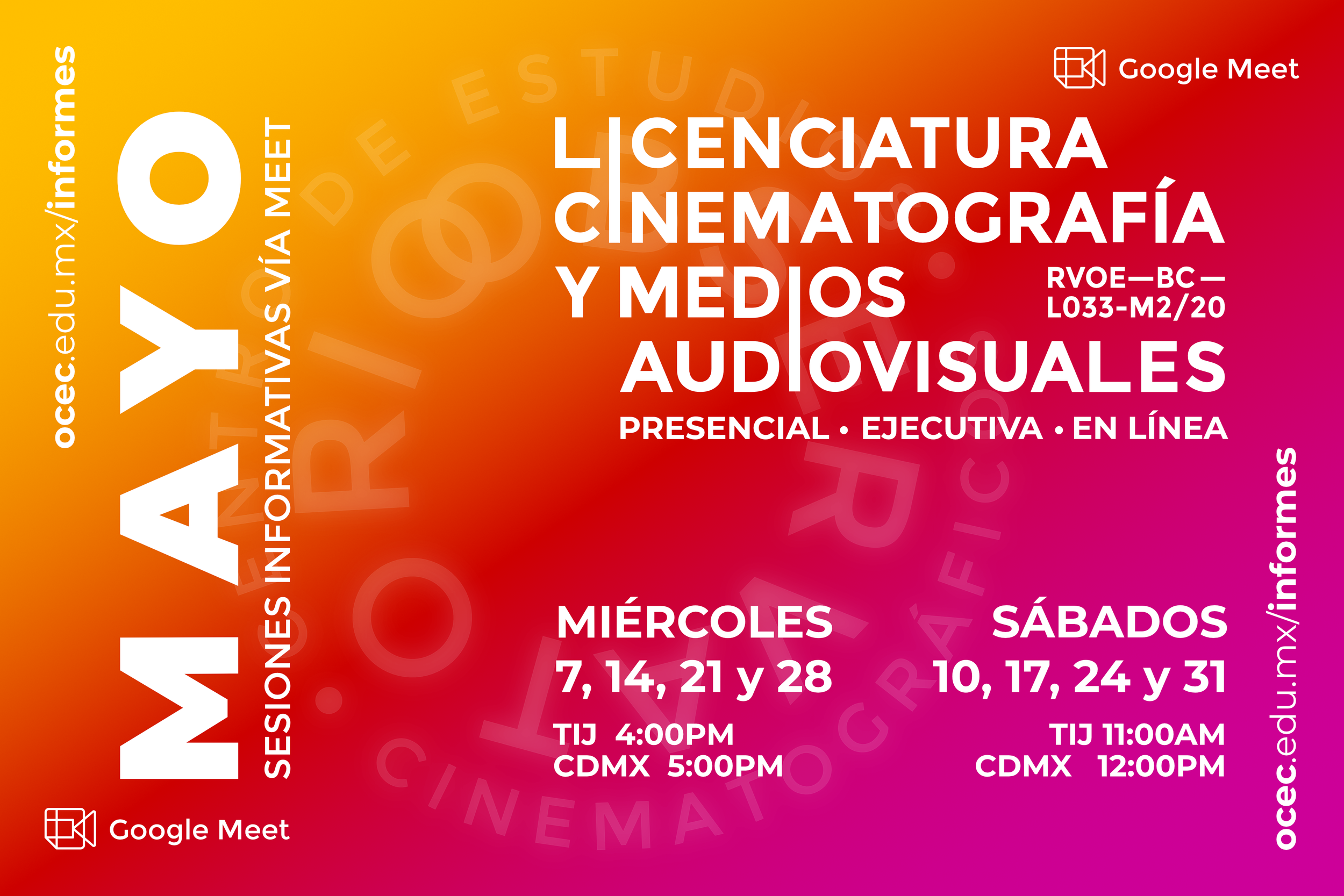 Sesiones Informativas para la Licenciatura en Cinematografía y Medios Audiovisuales