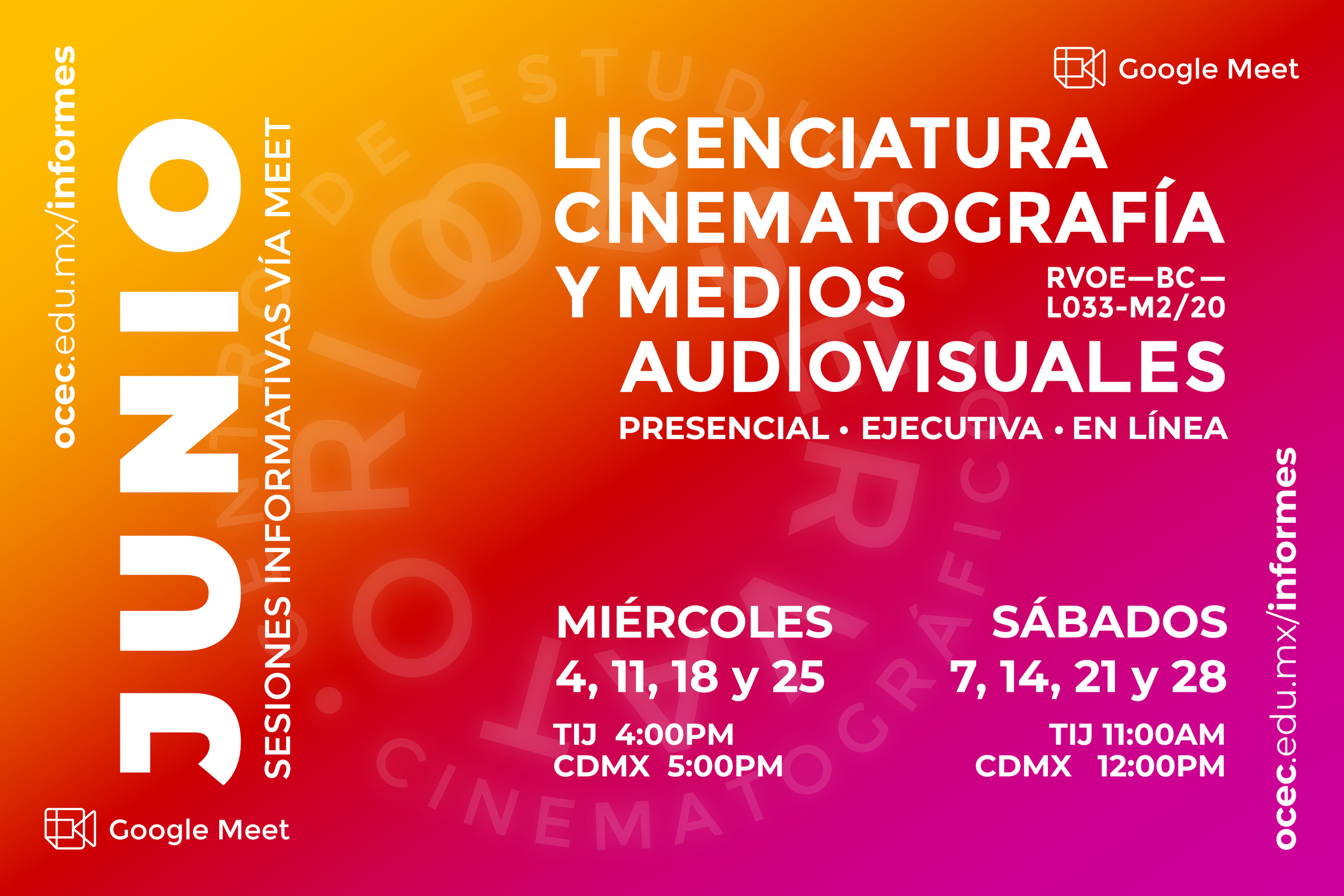 Sesiones Informativas para la Licenciatura en Cinematografía y Medios Audiovisuales