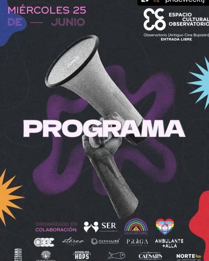 #Repost @prideweektj 
・・・
👉Presentaci&oacute;n por Tijuana Queer Coral
👉Cortometraje: Noche Fui
👉Cortometraje: Caricia

📆 MIERCOLES 25 JUNIO
🕣 7:00 pm
📍 Observatorio (Antiguo Cine Bujazan)