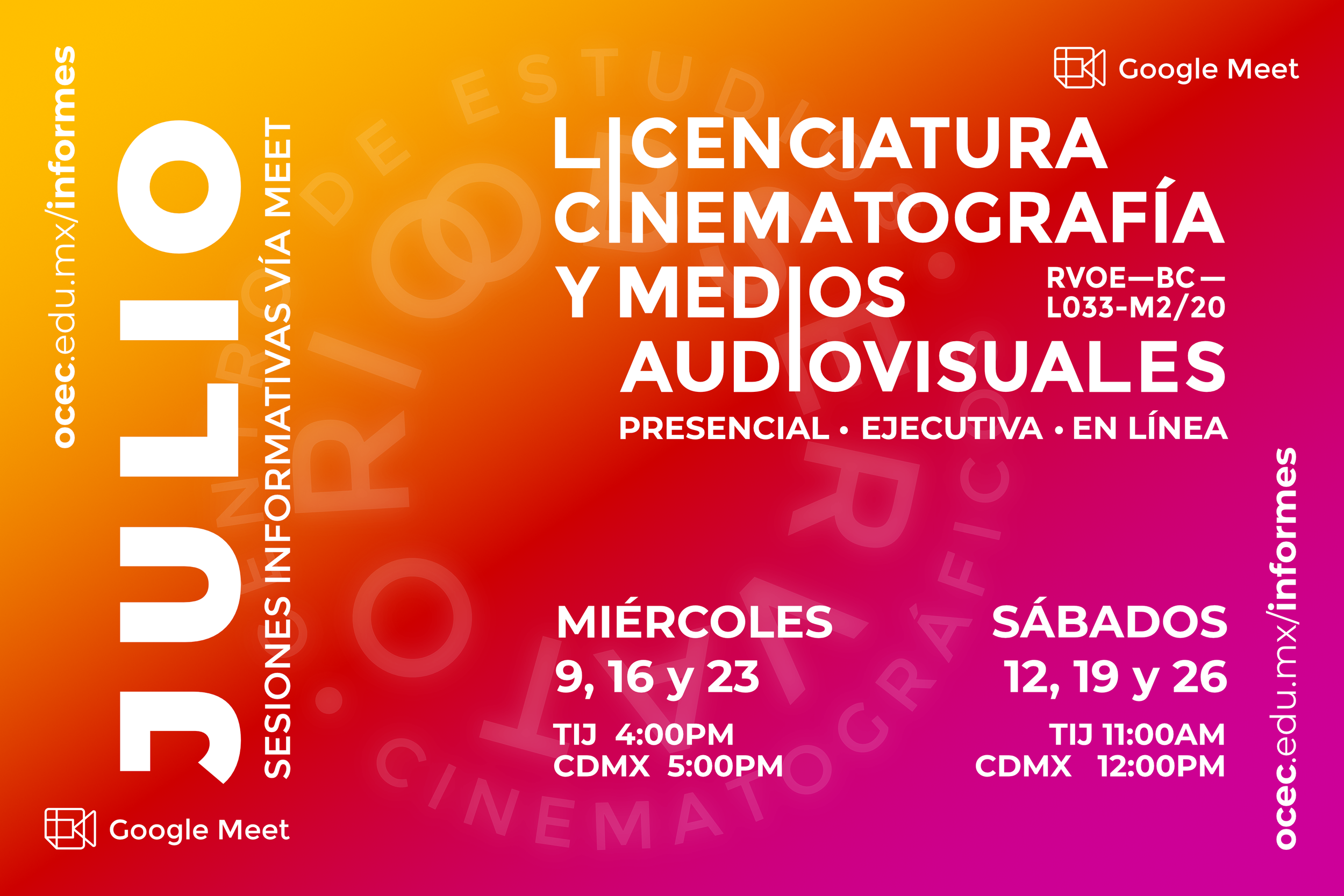 Sesiones Informativas para la Licenciatura en Cinematografía y Medios Audiovisuales