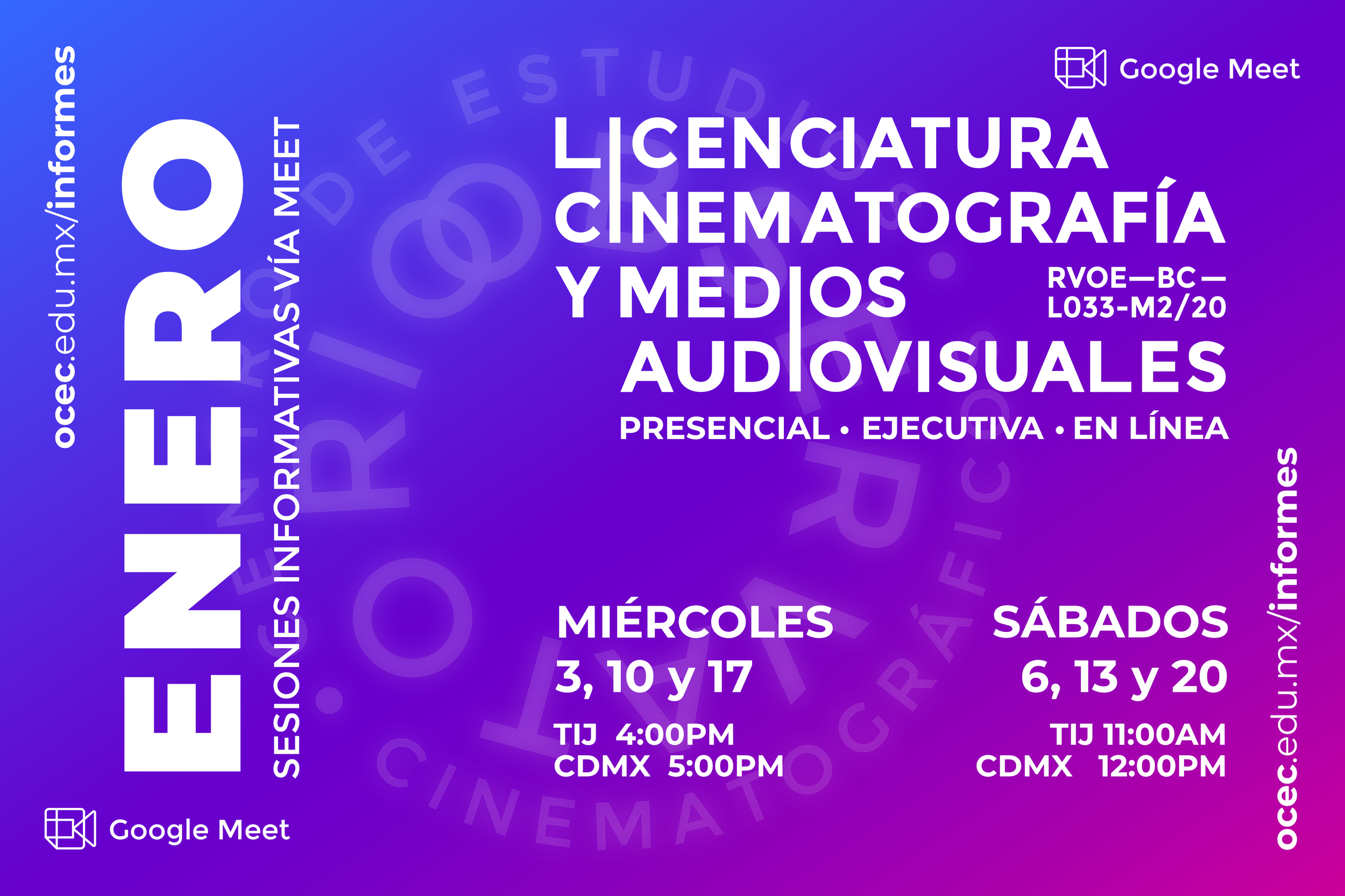Sesiones Informativas para la Licenciatura en Cinematografía y Medios Audiovisuales