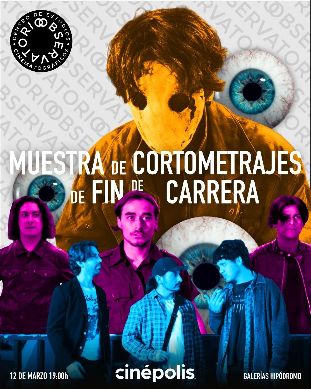 Observatorio Centro de Estudios Cinematogr&aacute;ficos invita a la Muestra de Cortometrajes de Fin de Carrera de la  generaci&oacute;n 2026 de la Licenciatura en Cinematograf&iacute;a y Medios Audiovisuales.

PROGRAMA (orden por definir)

* Emancipa