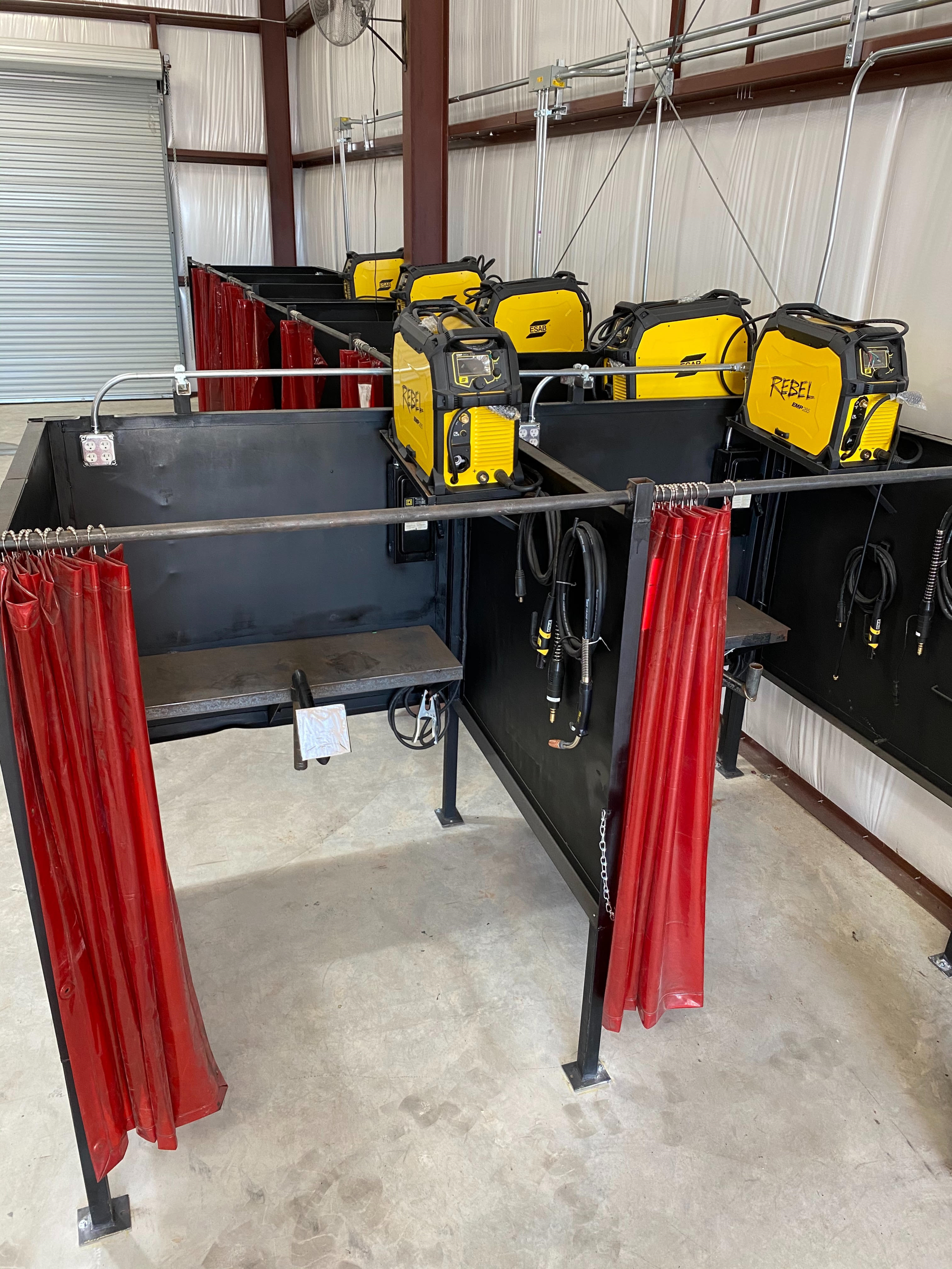    An overview of our booths&nbsp;and the many ESAB Rebel 285’s.  