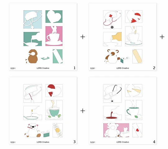 LDRS - Get Well Soon Postage Collage Layering Stencils