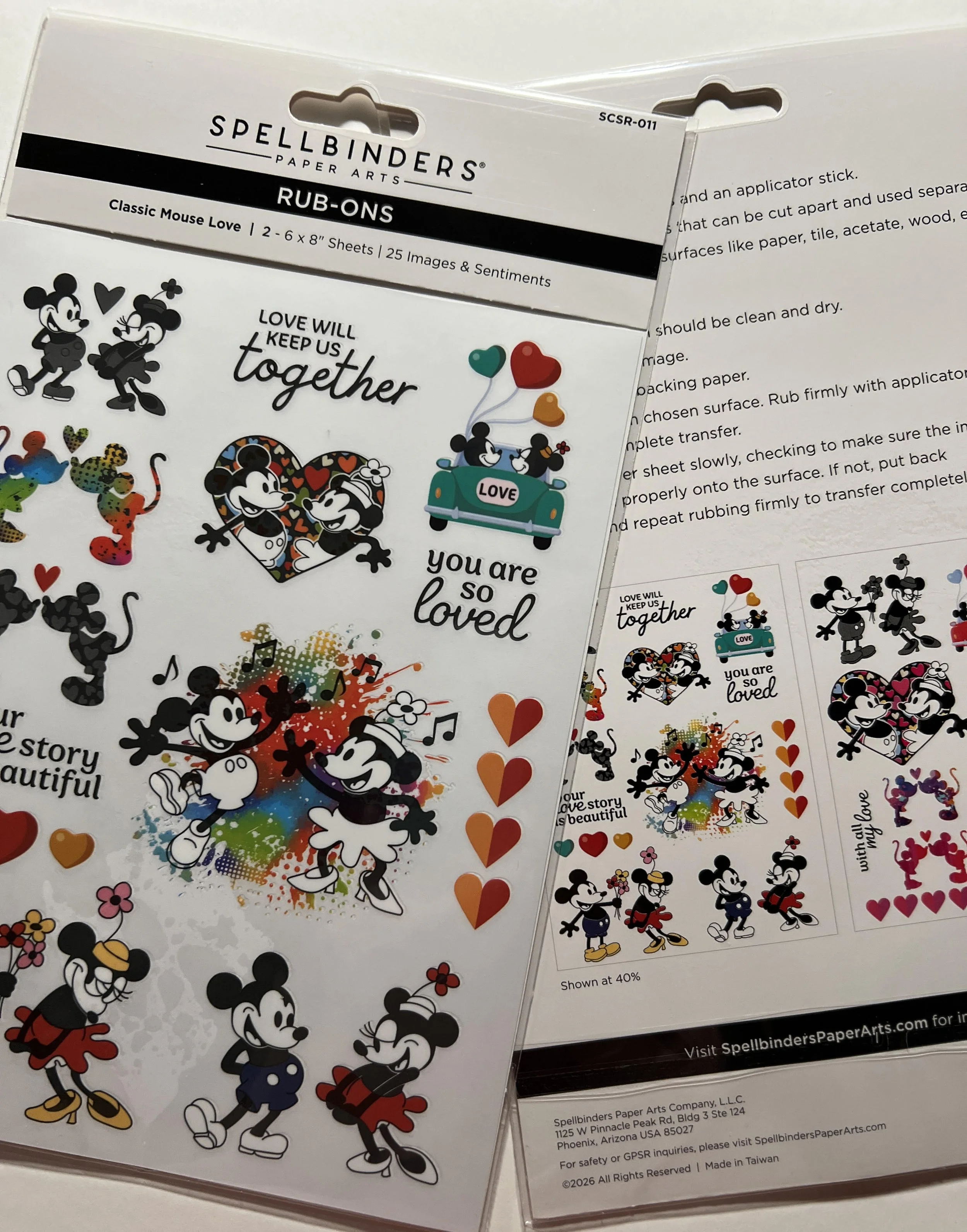 Spellbinders-Classic Mouse Love Rub-Ons