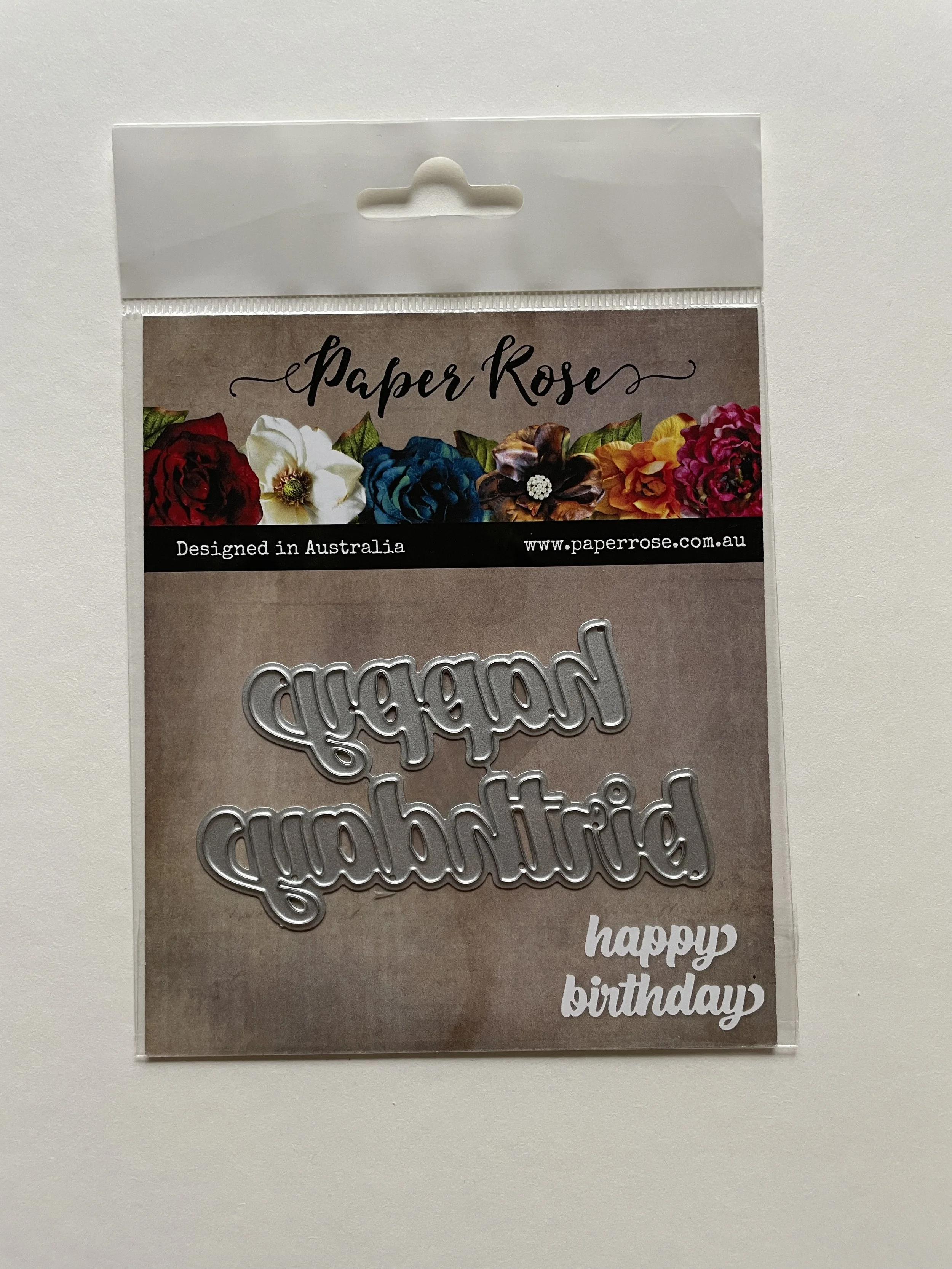 Paper Rose Happy Birthday Chunky Script Metal Die