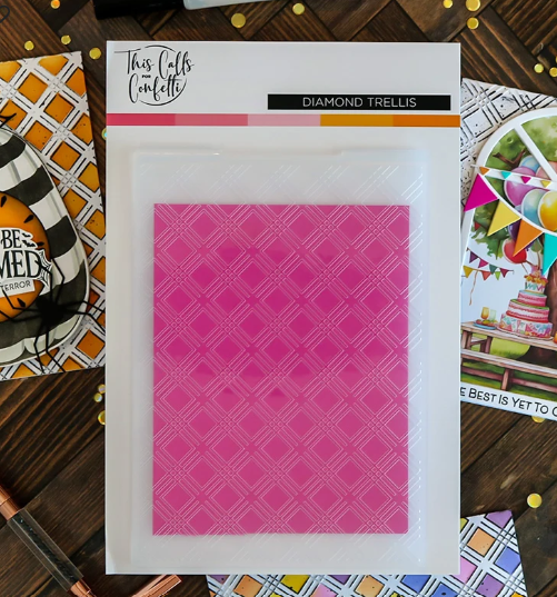 This Calls For Confetti - Diamond Trellis Embossing Folder