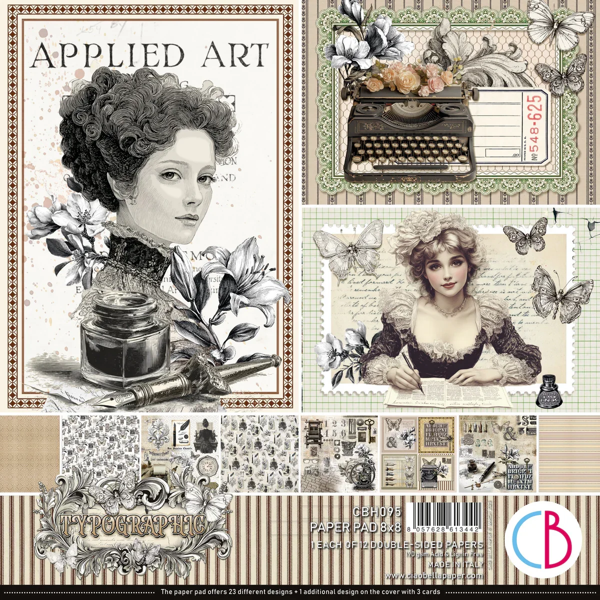 Ciao Bella - Typographic Pad 8 x 8, 12/Pkg