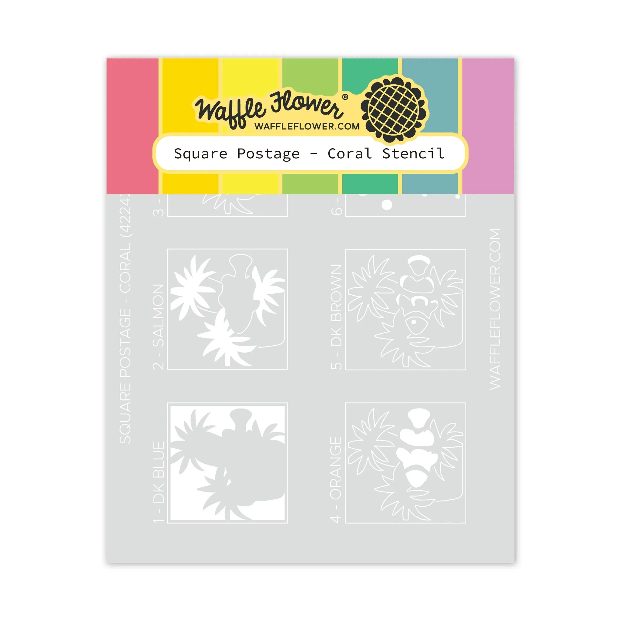Waffle Flower Crafts - Square Postage-Coral Stencil
