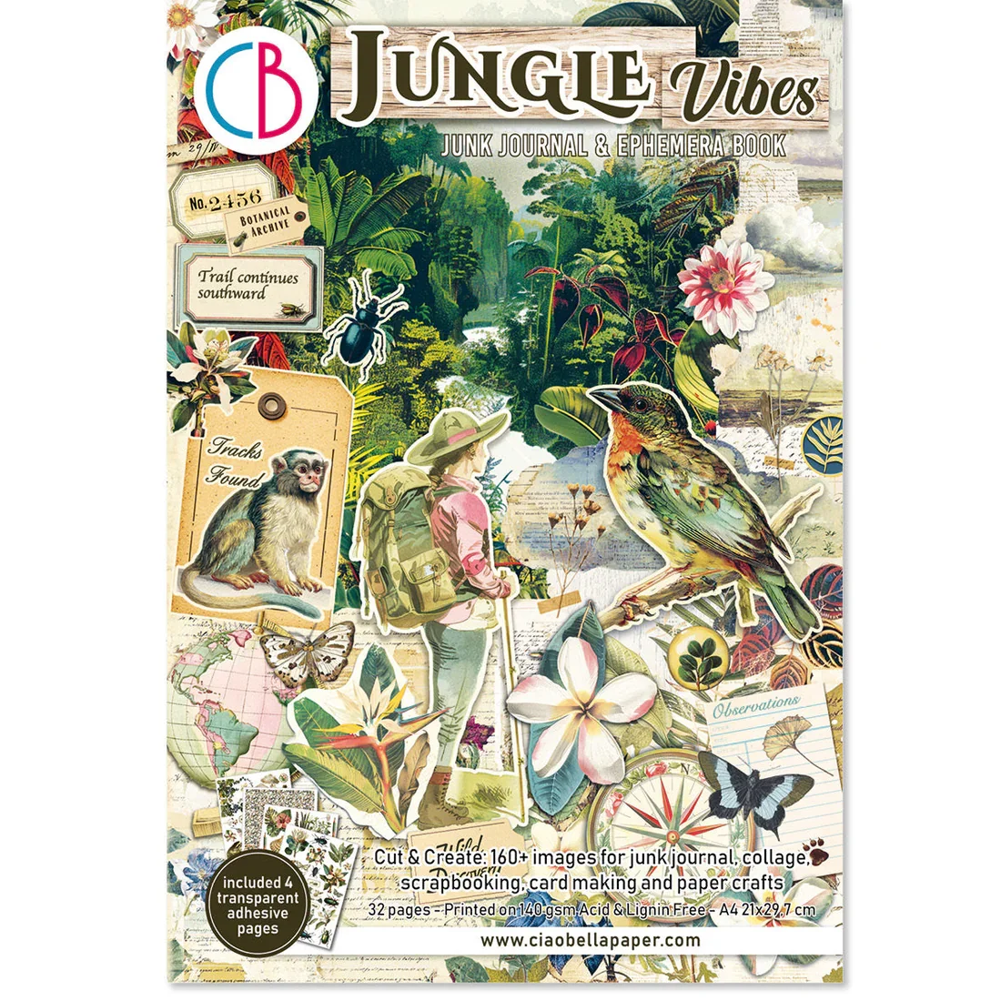Ciao Bella - Jungle Vibes Junk Journal & Ephemera Book A4 32/ Page