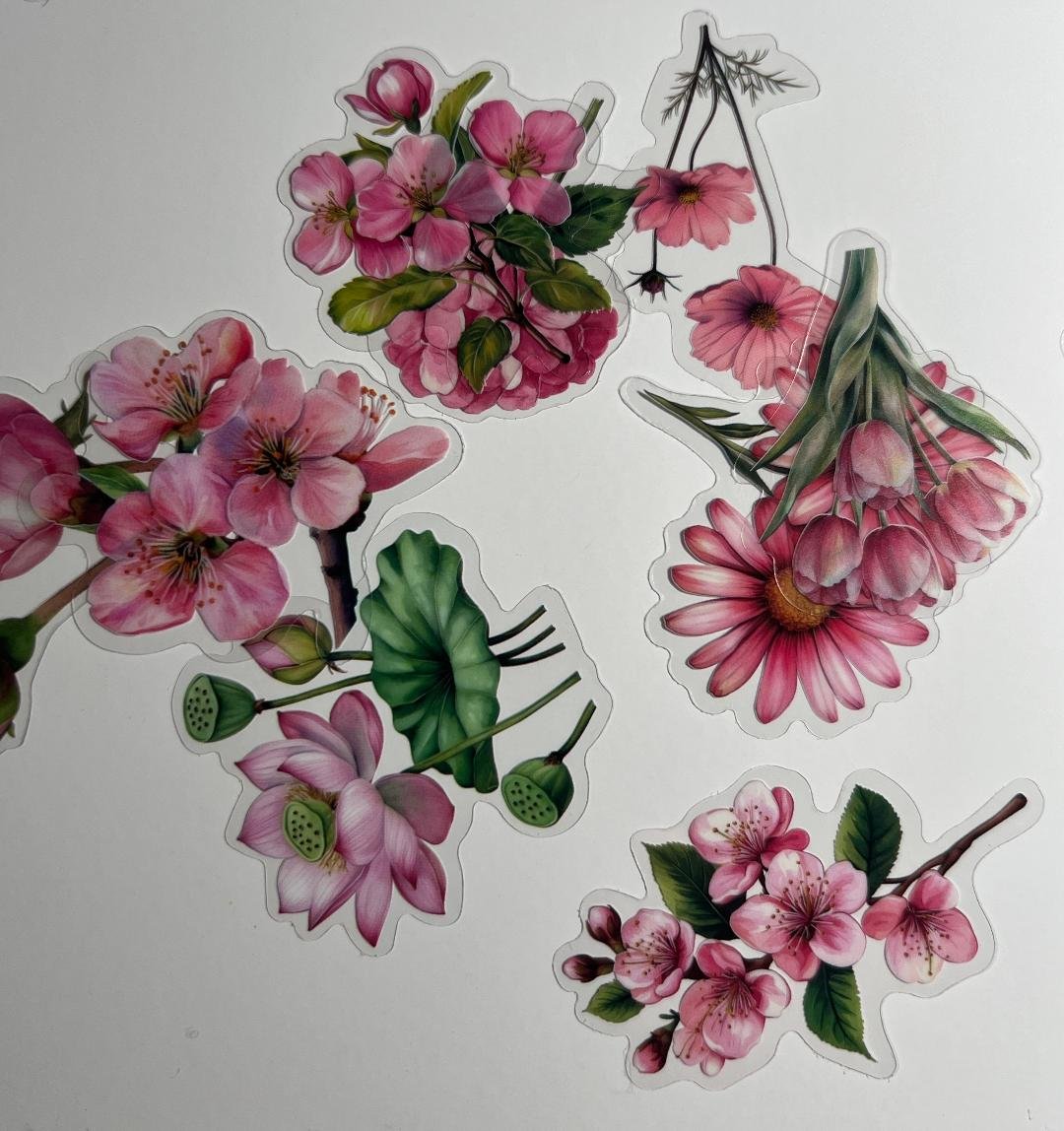 PET Clear Stickers-Floral