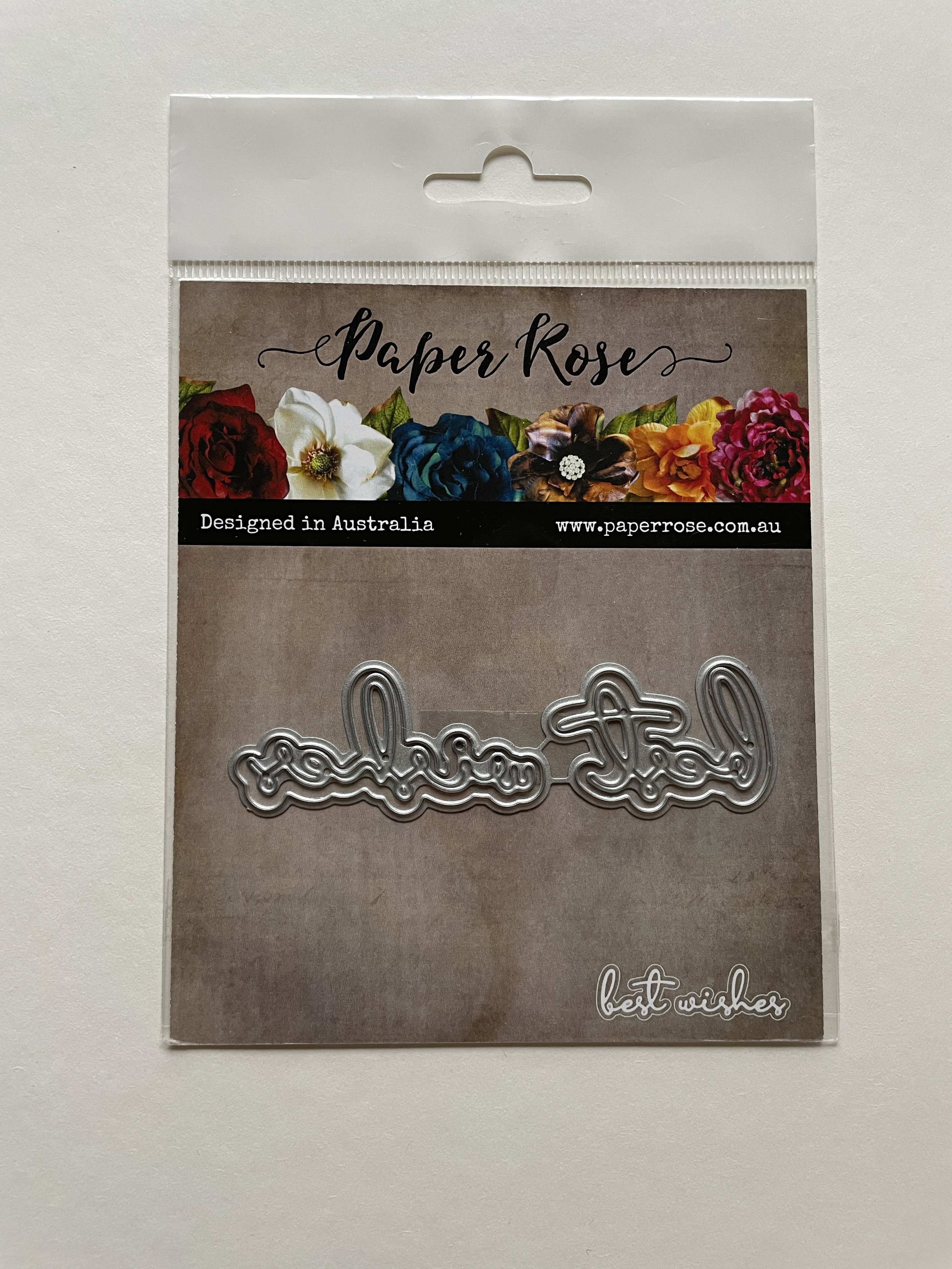 Paper Rose Best Wishes Fine Script Layered Metal Die