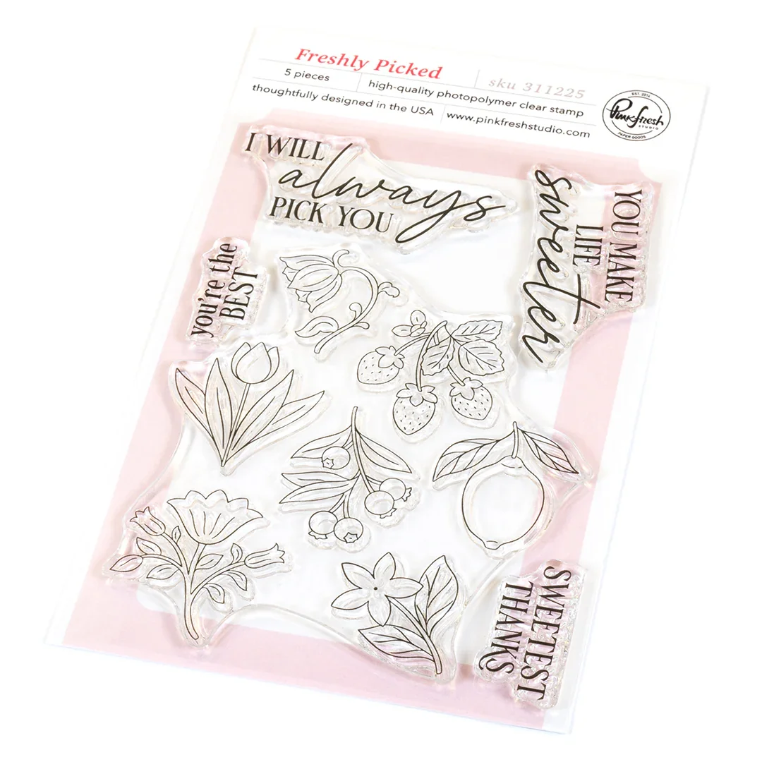 Pinkfresh-Freshly Picked stamp set, die set and stencil set bundle