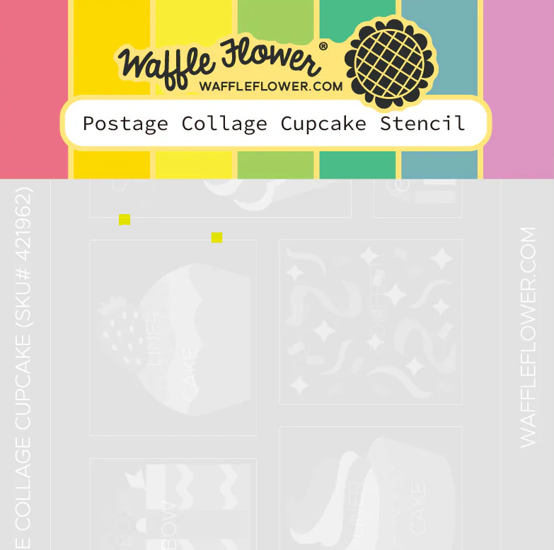 Waffle Flower Crafts-Postage Collage Cupcake Stencil