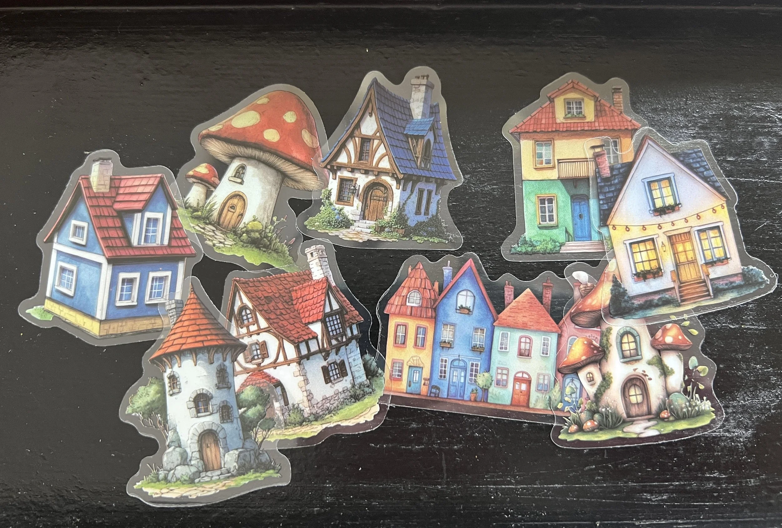 PET Transparent Fairy Tale House Stickers