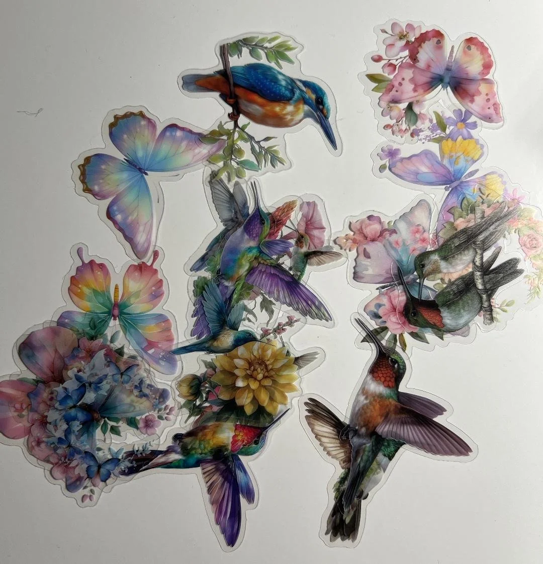 PET Clear Stickers-Butterflies and Birds