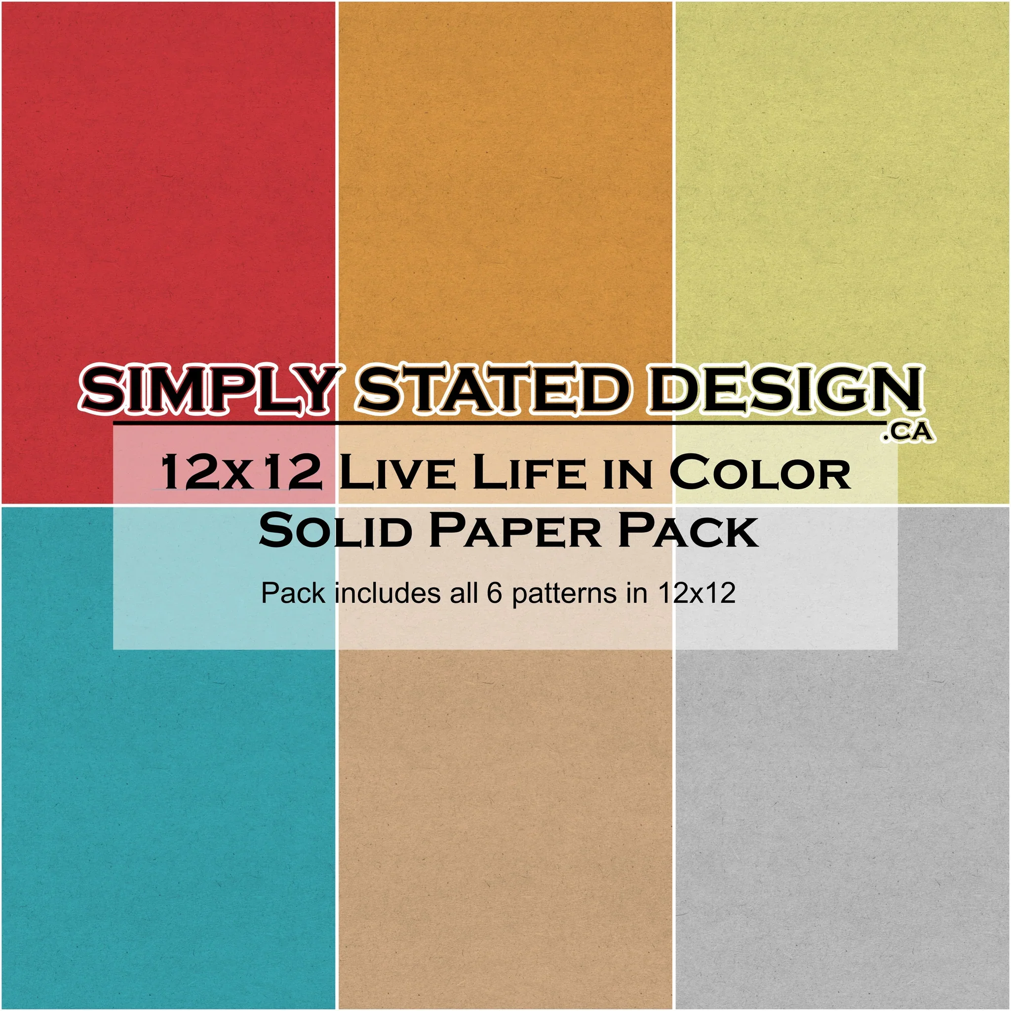 Simply Stated Design-Live Life in Color Solid Paper Pack