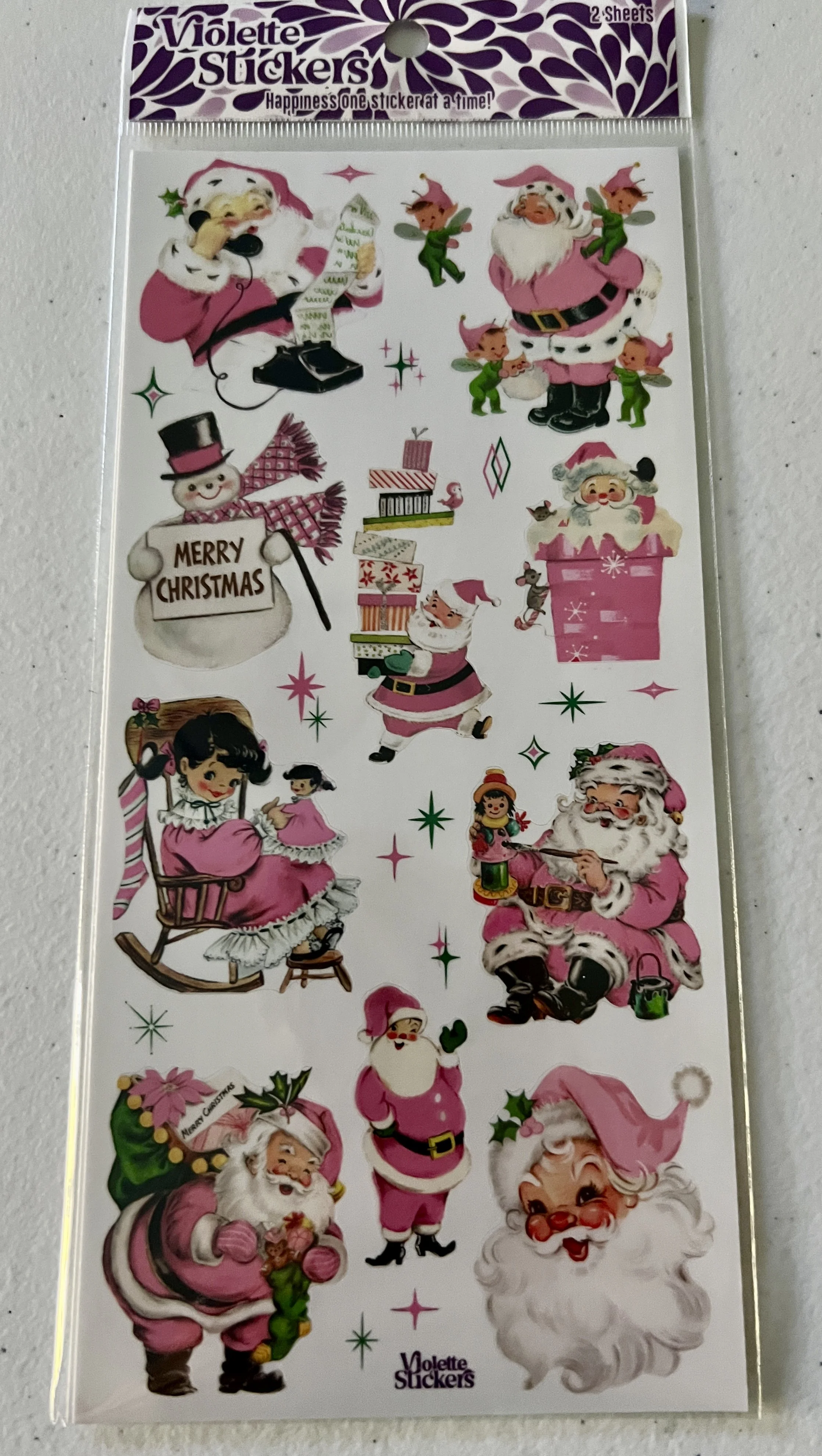 Violette Stickers - Pink Christmas Greetings