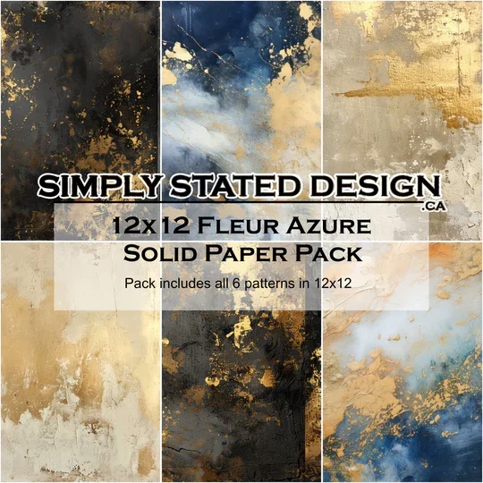 Simply Stated Design - Fleur Azure Solid 12 x 12 Paper Pack