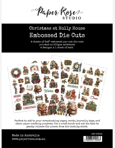 Paper Rose Studio - Christmas at Holly House Embossed Die Cuts