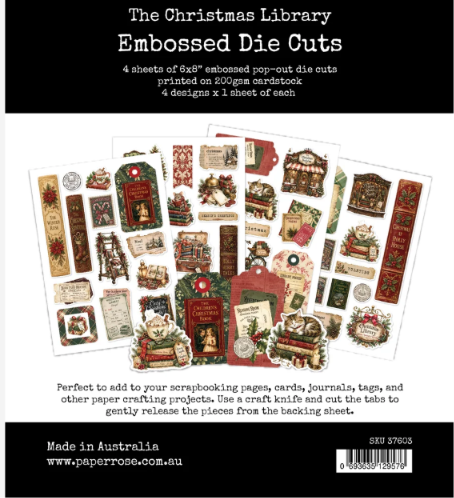 Paper Rose Studio - The Christmas Library Embossed Die Cuts