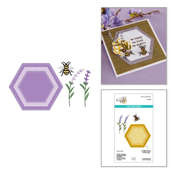 Spellbinders - Simple Vintage Lavender Fields Hexagons Etched Dies with Simple Stories