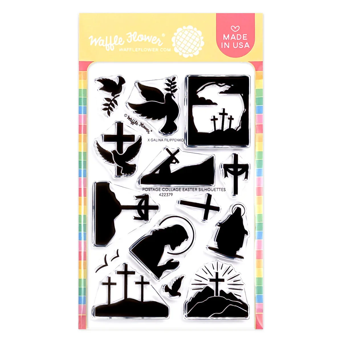 Waffle Flower Crafts-Postage Collage Easter Silhouettes Stamp Set
