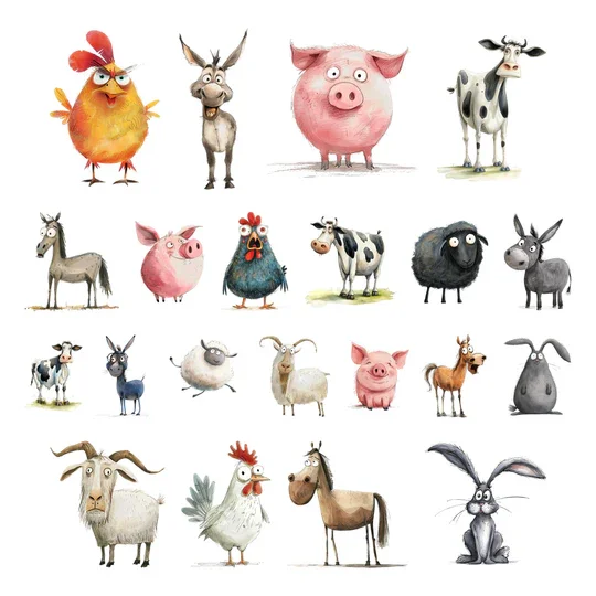 Simply Stated Design -  Funny Farm Animals Ephemera