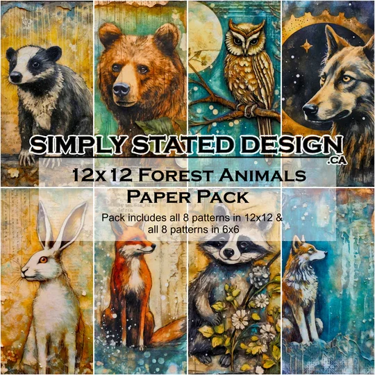 Simply Stated Design - Forest Animals 12 x 12 and 6 x 6 Paper Pack