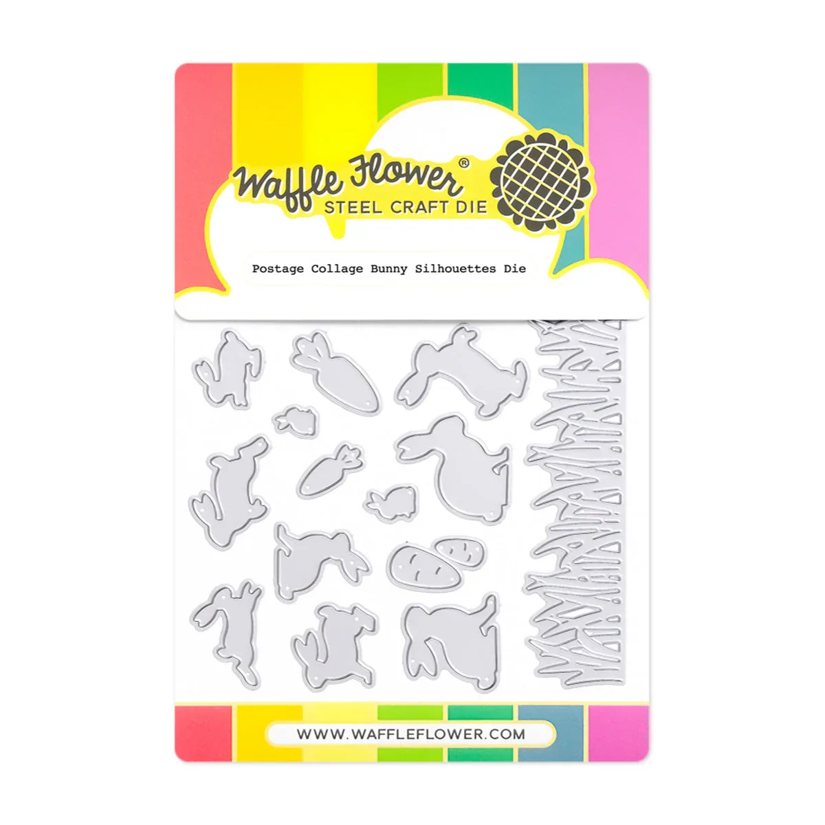Waffle Flower Crafts-Postage Collage Bunny Silhouettes Die