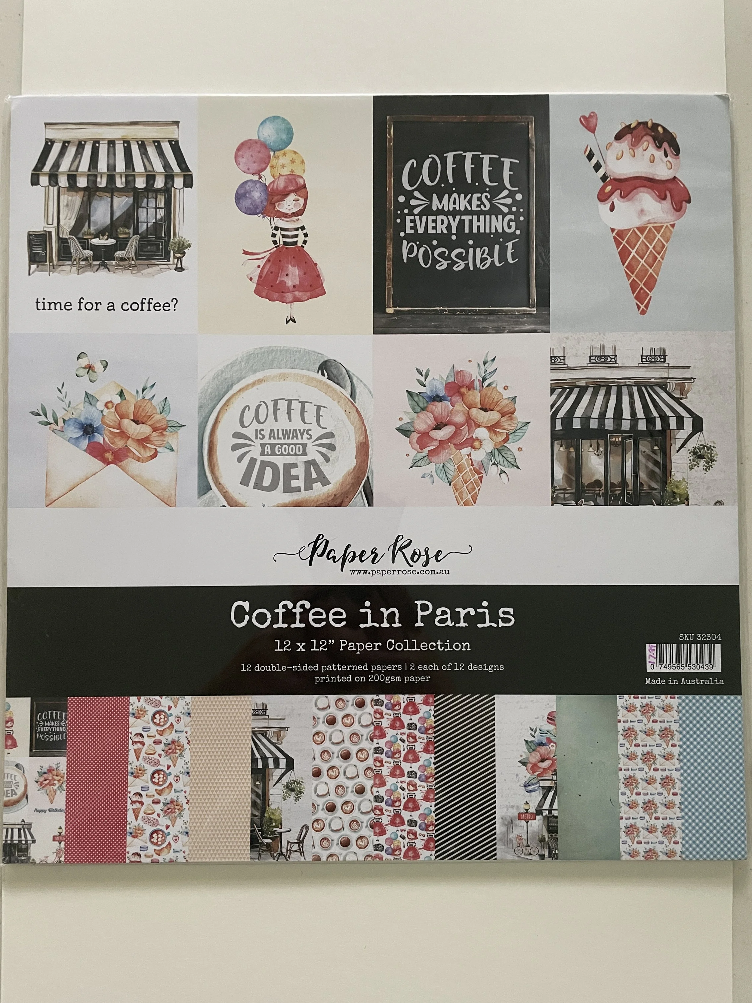 Paper Rose Studio Coffee in Paris 12x12 Paper Pack