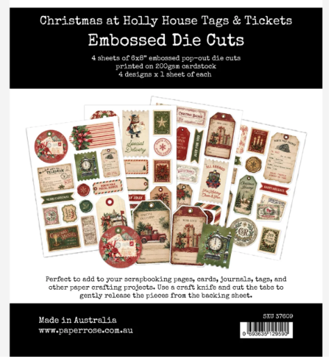 Paper Rose Studio - Christmas at Holly House Tag & Tickets Embossed Die Cuts
