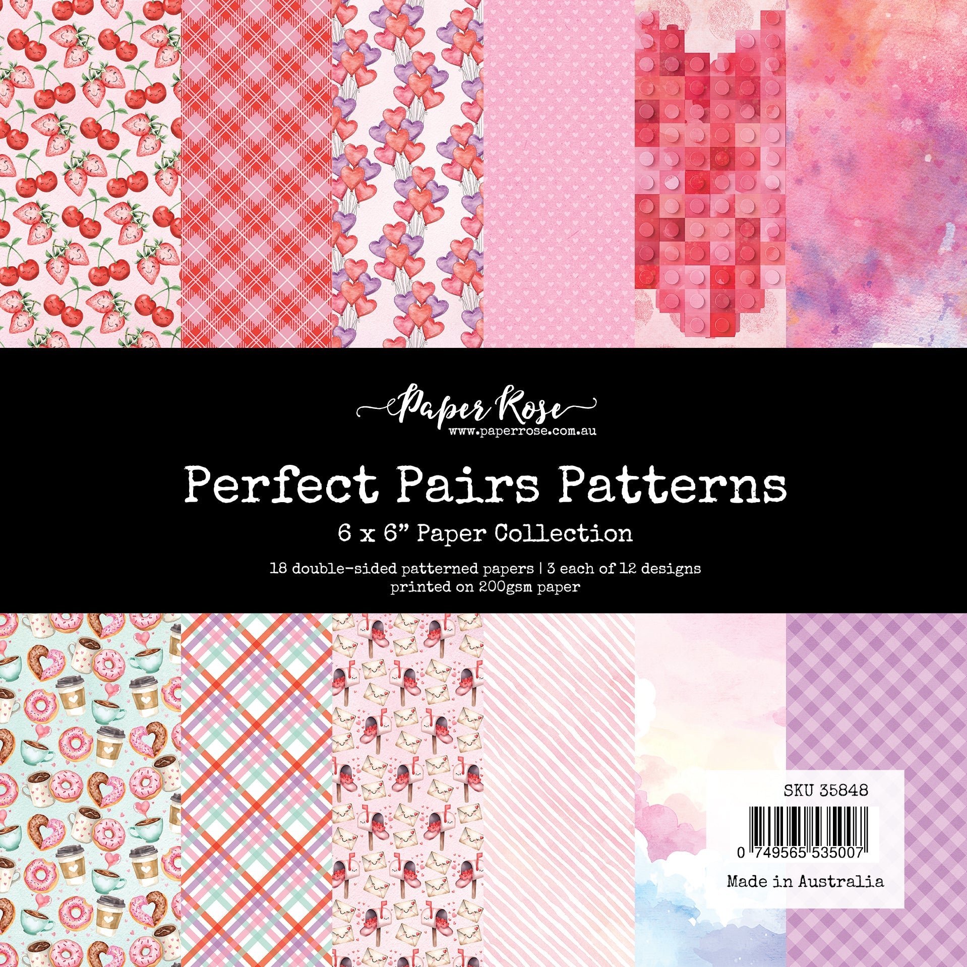 Paper Rose Studio, Perfect Pairs Pattern  6x6 paper pack