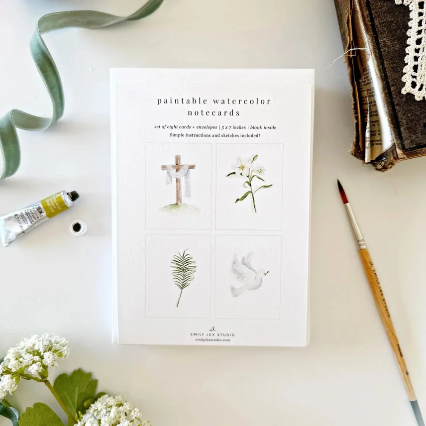 Emily Lex Studio-He is Risen Paintable Watercolor Notecard Set