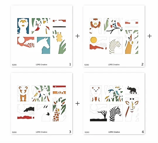 LDRS - Safari Postage Collage Layering Stencils