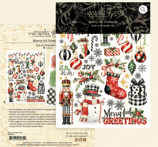 Graphic 45 - Merry-ful Greetings Rub-On Transfers