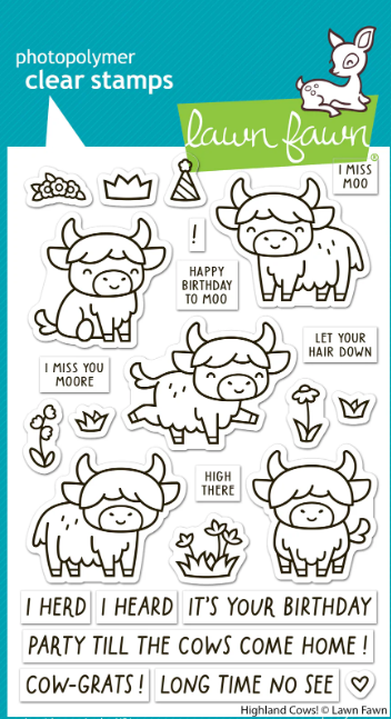 Lawn Fawn - Highland Cows Stamp Set, Die Set, and Stencils
