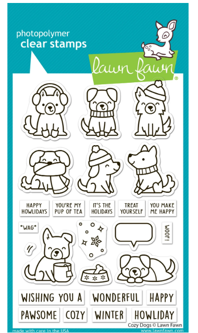 Lawn Fawn - Cozy Dogs Stamps, Dies and Stencil Sets