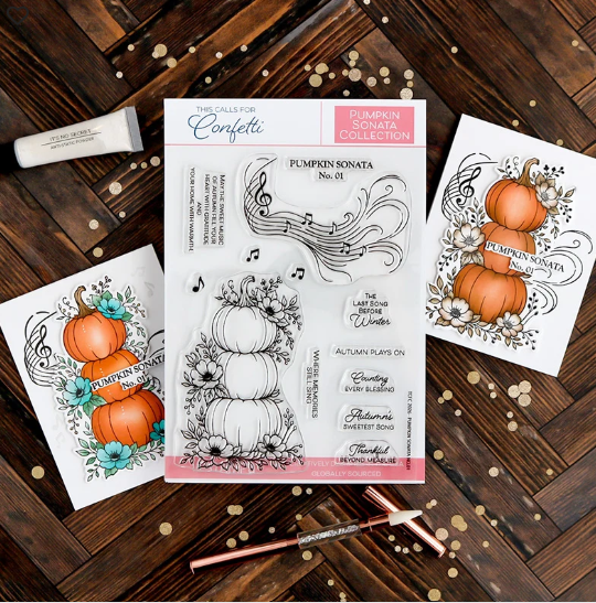 This Calls for Confetti - Pumkin Sonata No. 01-Stamp Set, Stencil Set, and Outline Dies Set