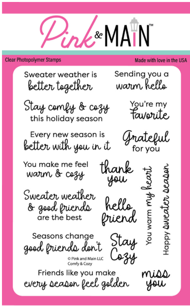 Pink & Main - Comfy & Cozy Stamp and Die Sets, Sentiments