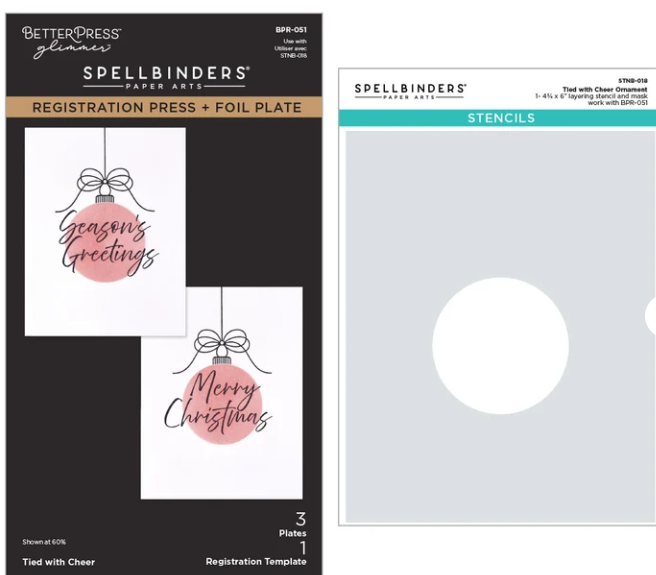 Spellbinders - Tied with Cheer Press + Foil Plate & Stencil Bundle