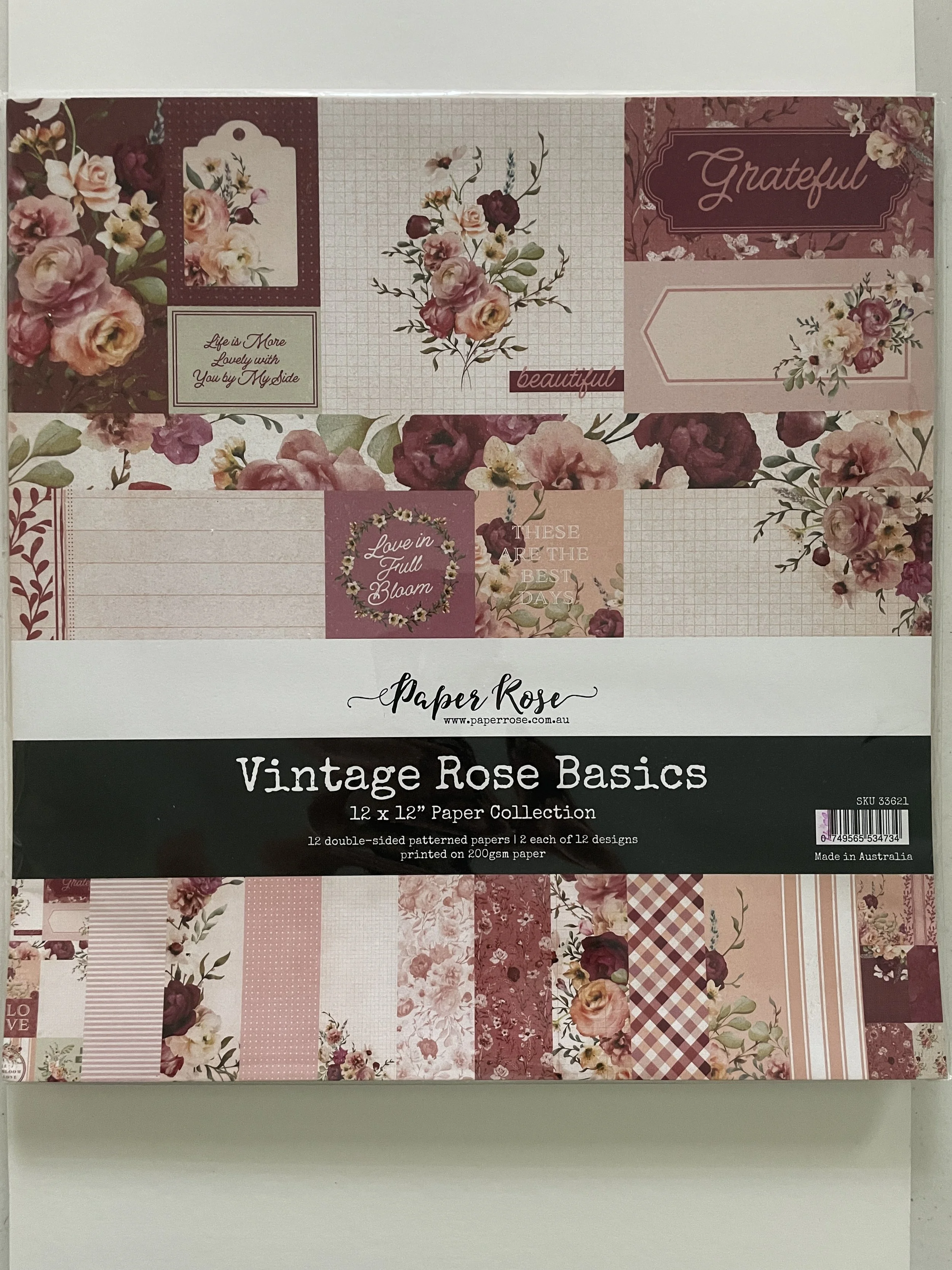 Paper Rose Studio Vintage Rose Basics 12x12 Paper Pack